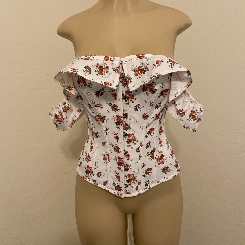 NWOT CORSET STORY FLORAL OVERBUST OFF SHOULDER COLLAR